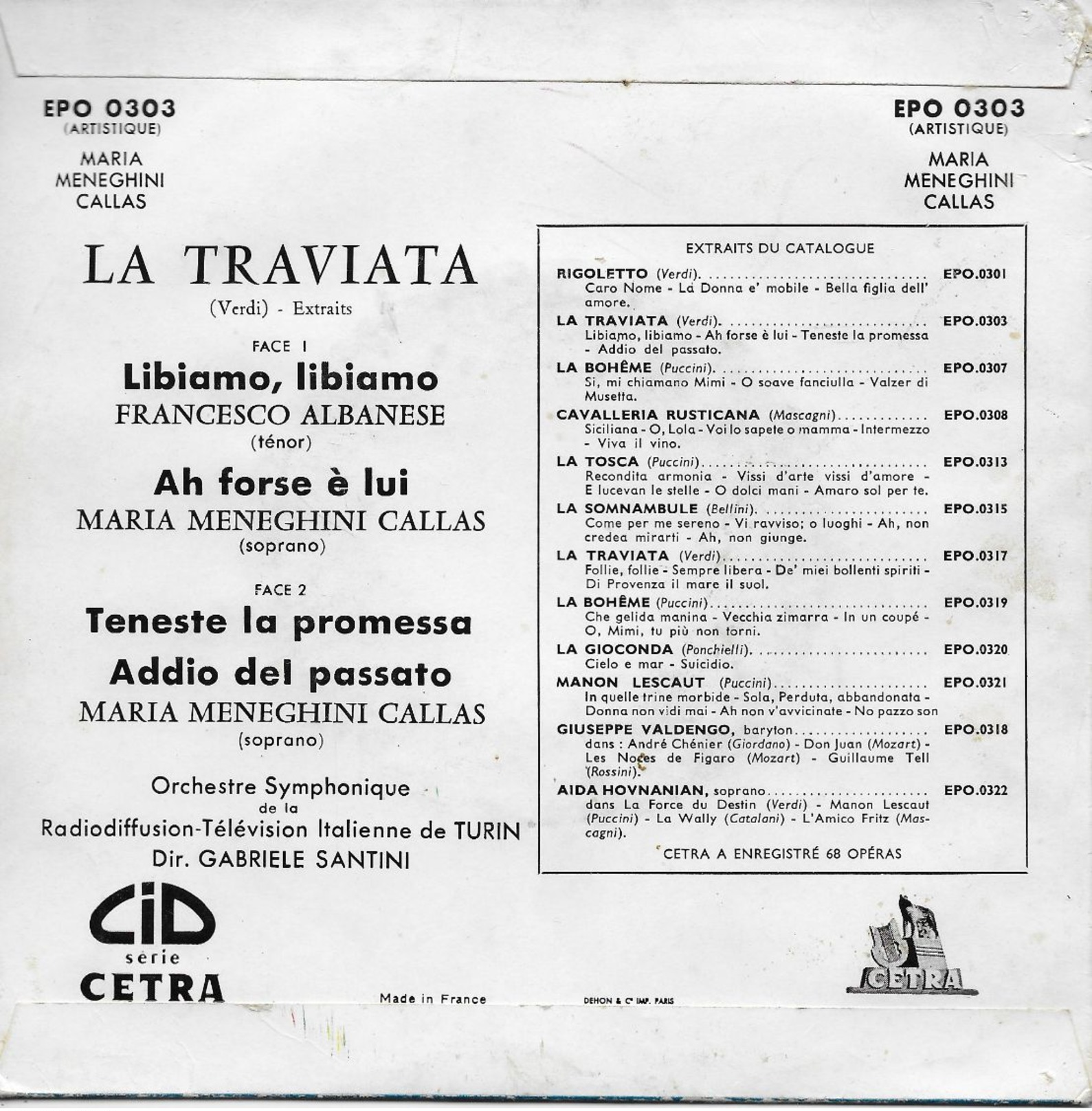 Maria Callas 45t. EP *la Traviata* - Opera