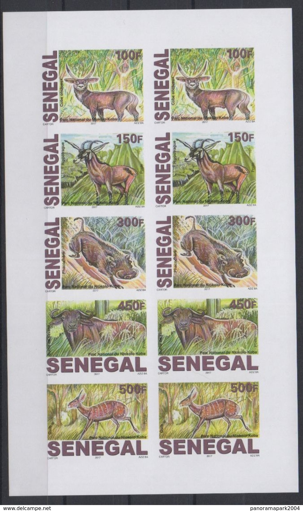 Sénégal 2017 Mi. 2248 - 2253 De Luxe Proof M/S Faune Fauna National Park Niokolo Koba Phacochère Buffle Antelope - Sonstige & Ohne Zuordnung