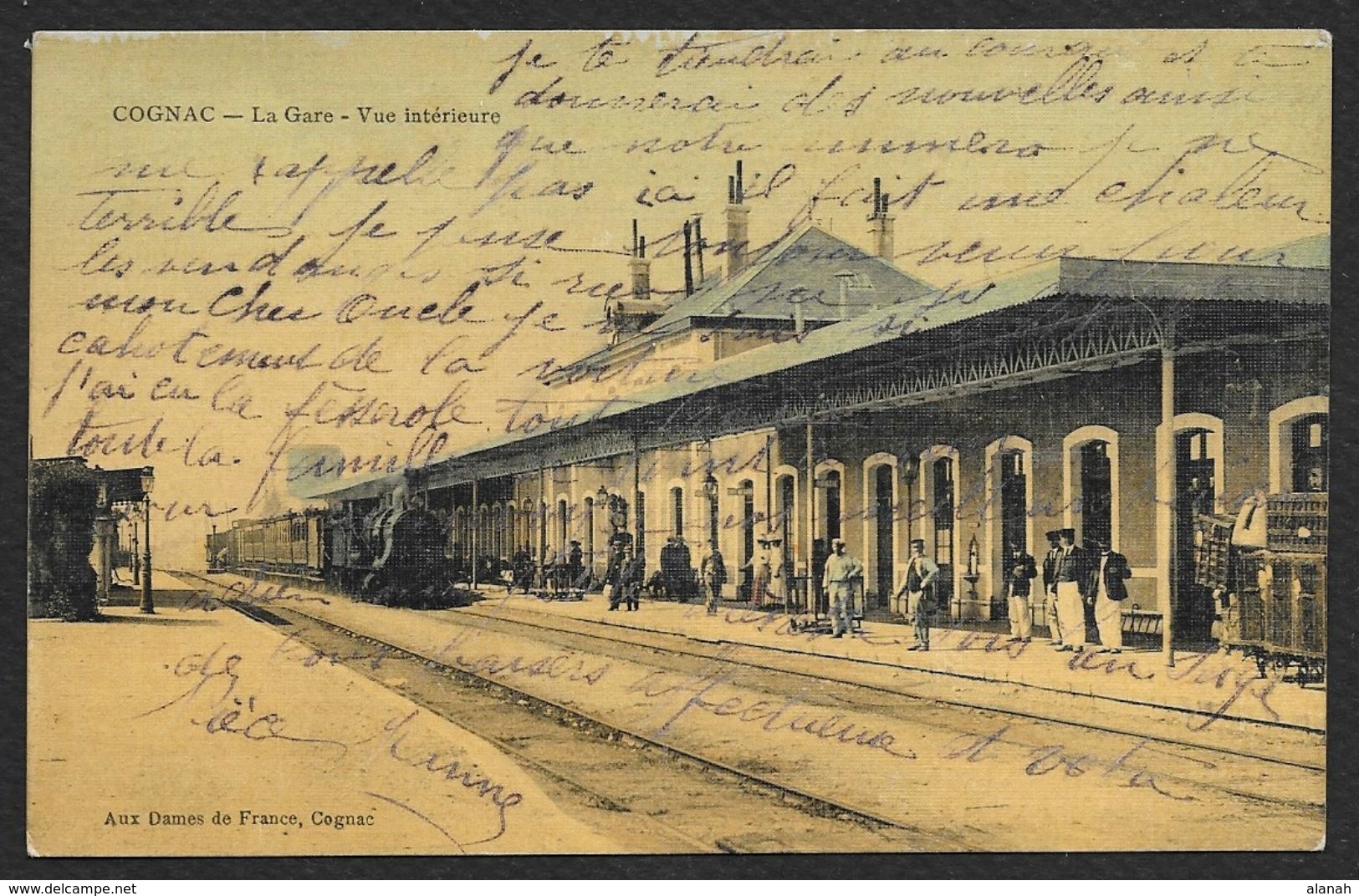 COGNAC Colorisée La Gare Vue Intérieure (Dames De France) Charente (16) - Cognac