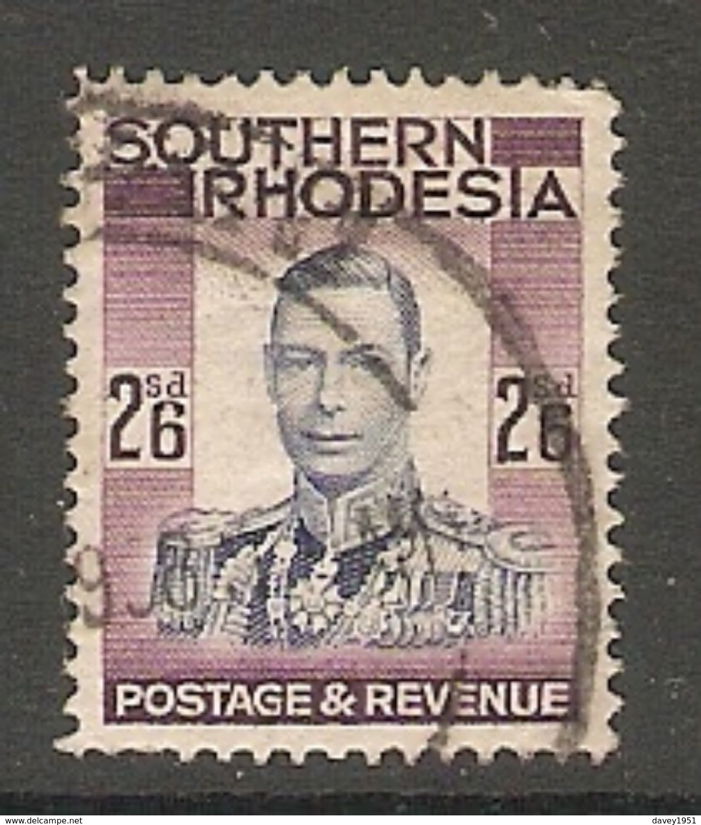 005271 Southern Rhodesia 1937 2/6d FU - Southern Rhodesia (...-1964)