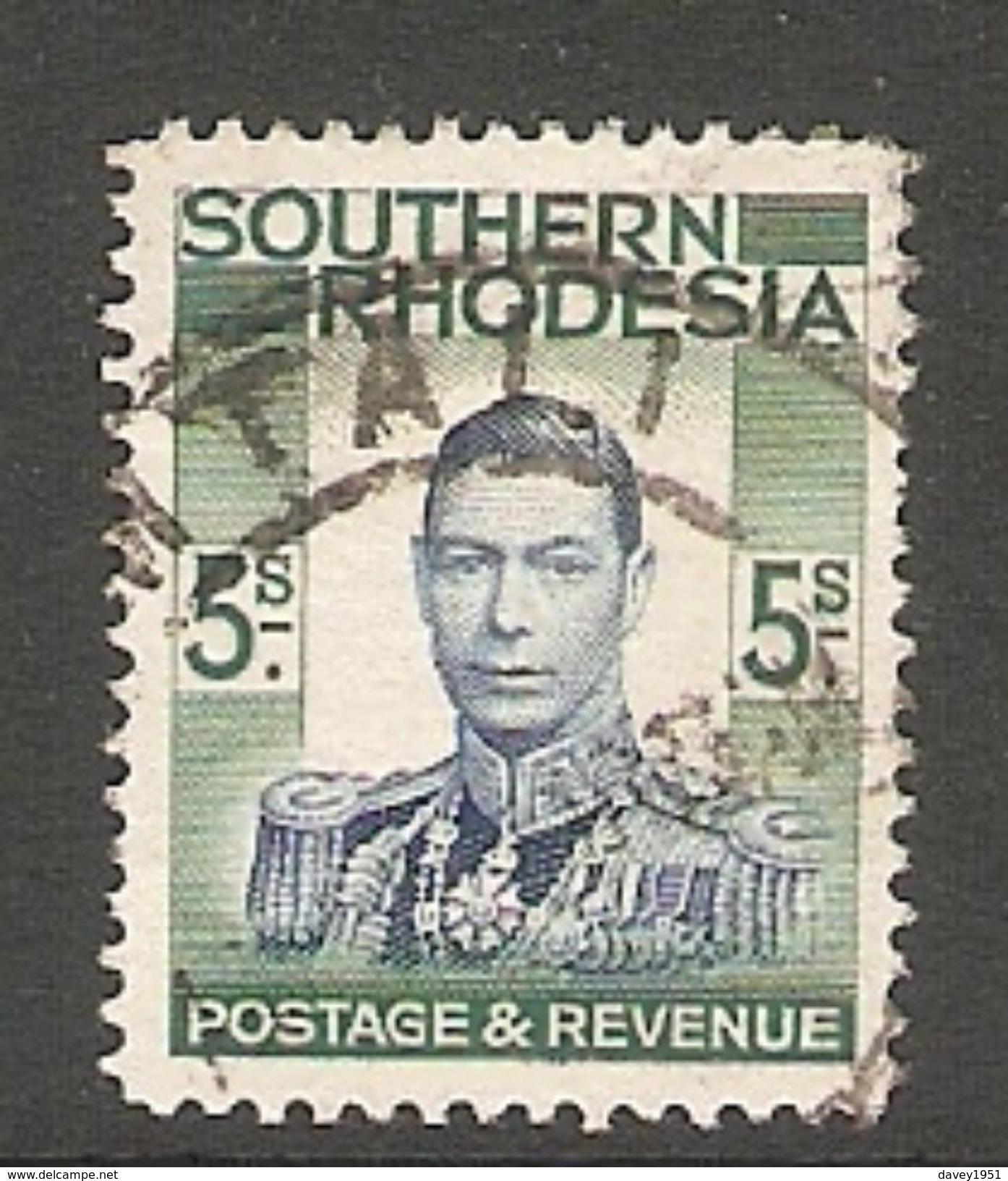 005275 Southern Rhodesia 1937 5/- FU - Southern Rhodesia (...-1964)