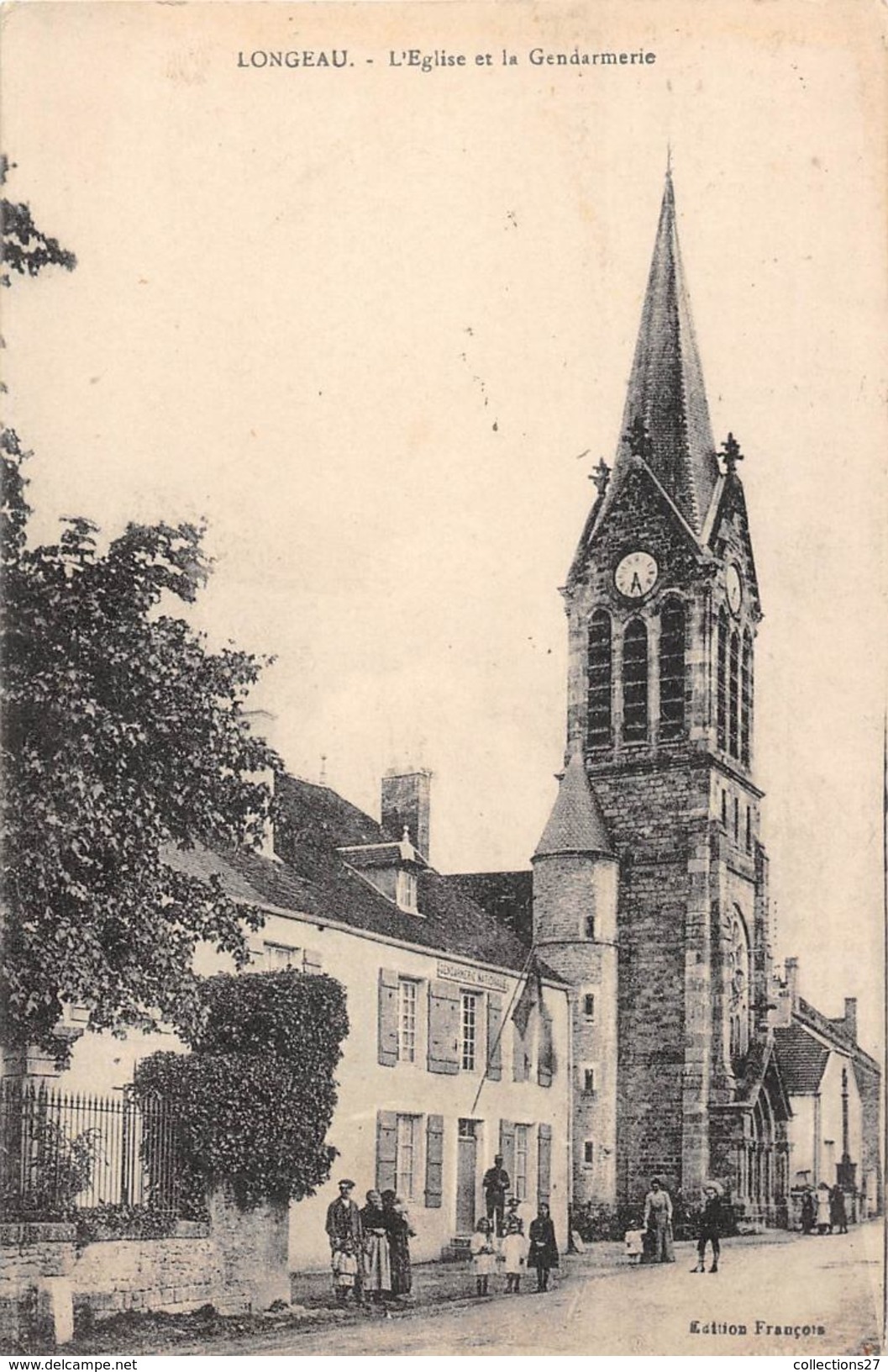 52-LONGEAU- L'EGLISE ET LA GENDARMERIE - Le Vallinot Longeau Percey