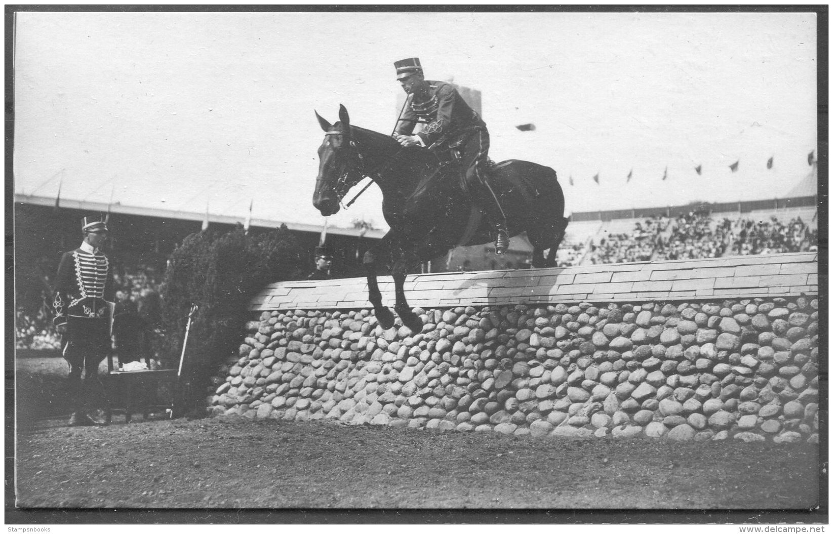 1912 Sweden Stockholm Olympics RP Official Postcard 245 Lieutenant Caspersson Swedish Showjumper - Olympic Games