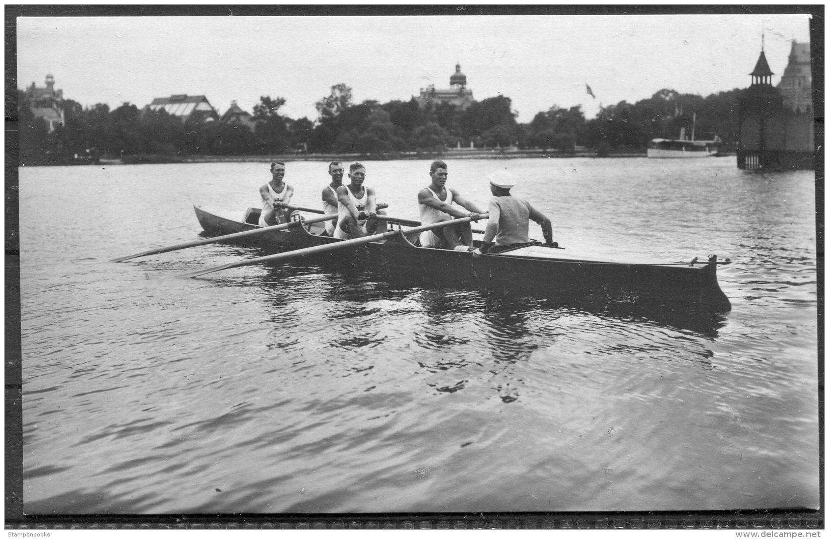 1912 Sweden Stockholm Olympics RP Official Postcard 281 Swedish Rowing Inrigged Fours - Olympic Games