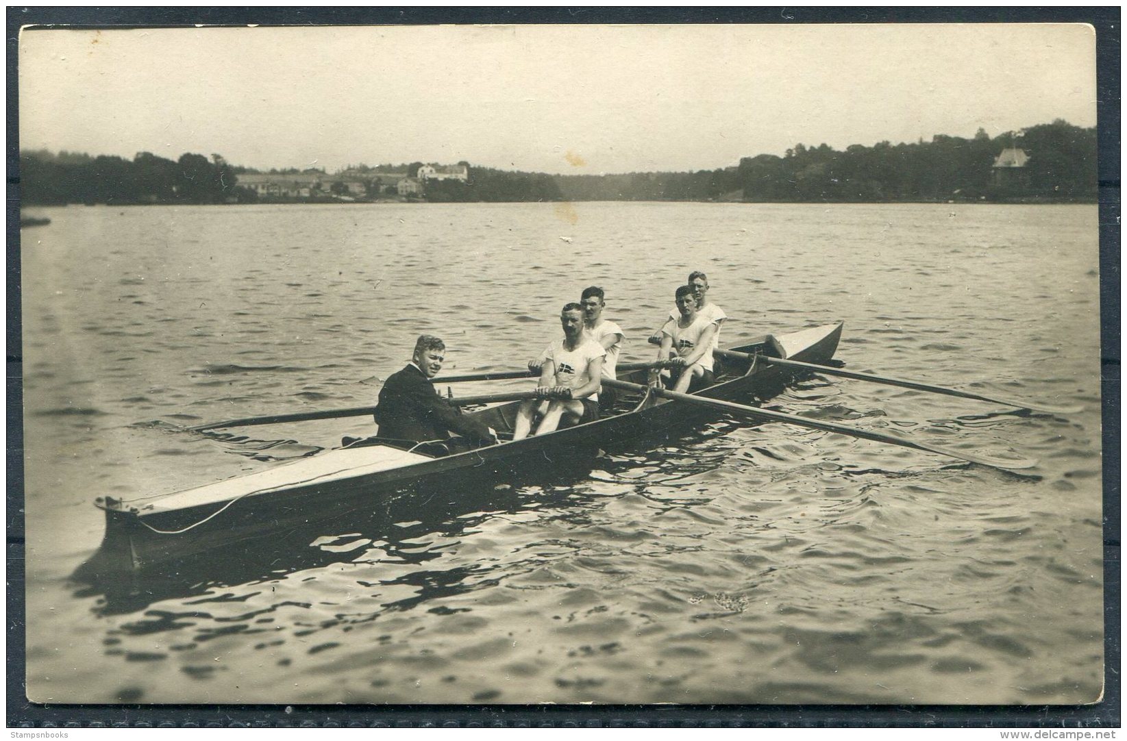 1912 Sweden Stockholm Olympics RP Official Postcard 282 Denmark Rowing Inrigged Fours Winners - Olympic Games