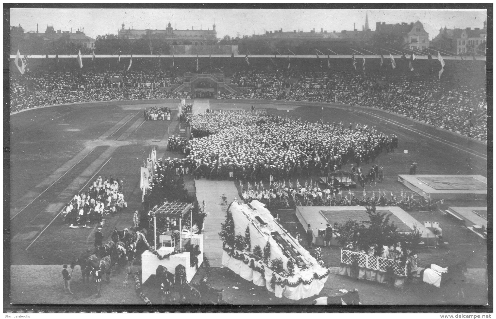 1912 Sweden Stockholm Olympics RP Official Postcard 289. Swedish Singing Society Concert In The Stadium - Olympische Spiele