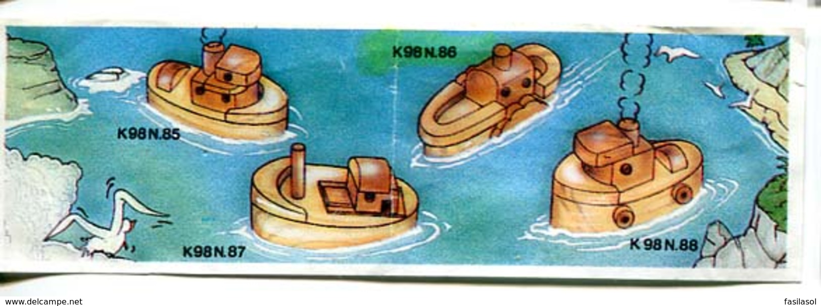 Kinder 1997 : Série Complète Les Bateaux En Bois Avec 1 BPZ (4 Figurines) - Lots