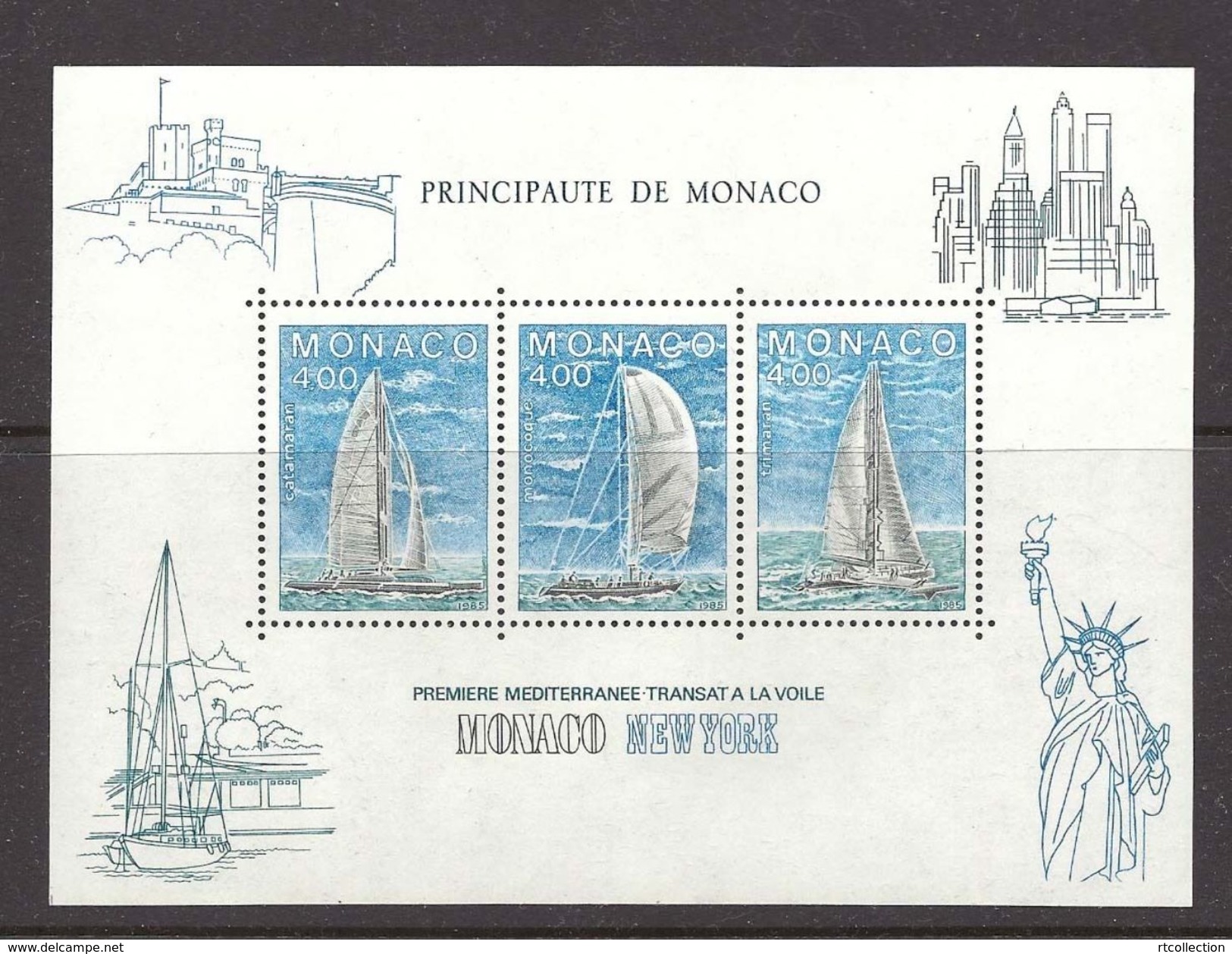 Monaco 1985 New York Sailing Boats Race Ships Yachts Transport Architecture Momuments Stamps MNH SG#MS1749 SC 1486 - Lots & Serien