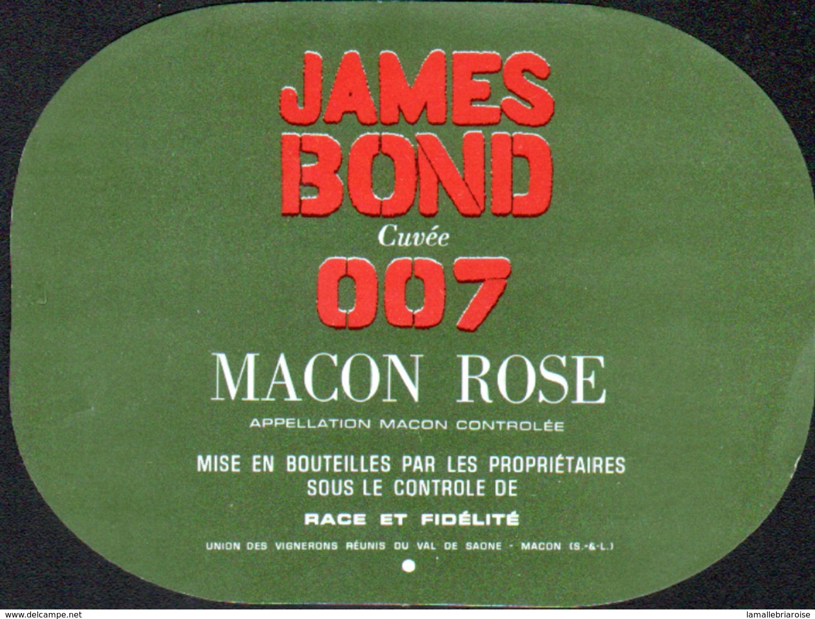 ETIQUETTE DE MACON ROSE, JAMES BOND, CUVEE 007 - Autres & Non Classés