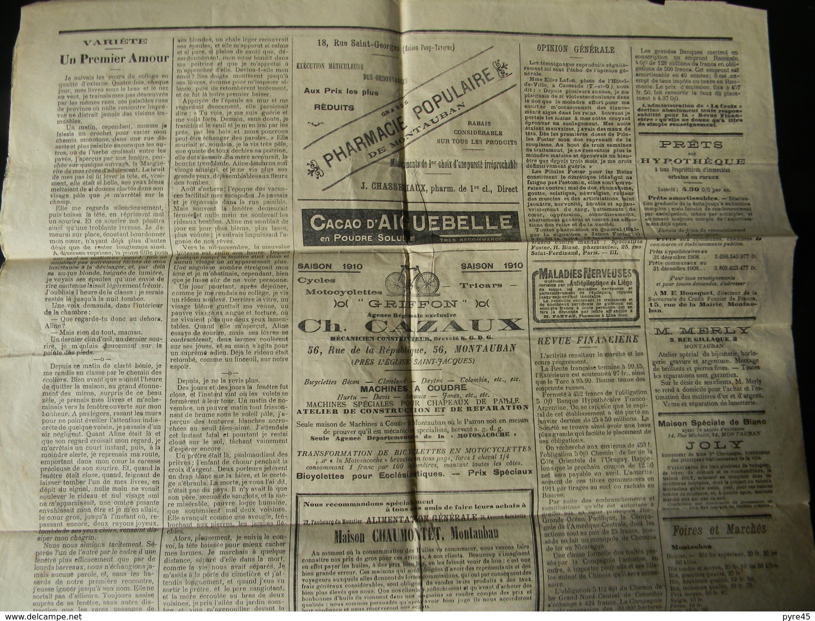 Le Journal La Croix De Tarn Et Garonne Du 13 Mars 1910 N° 917 - Autres & Non Classés