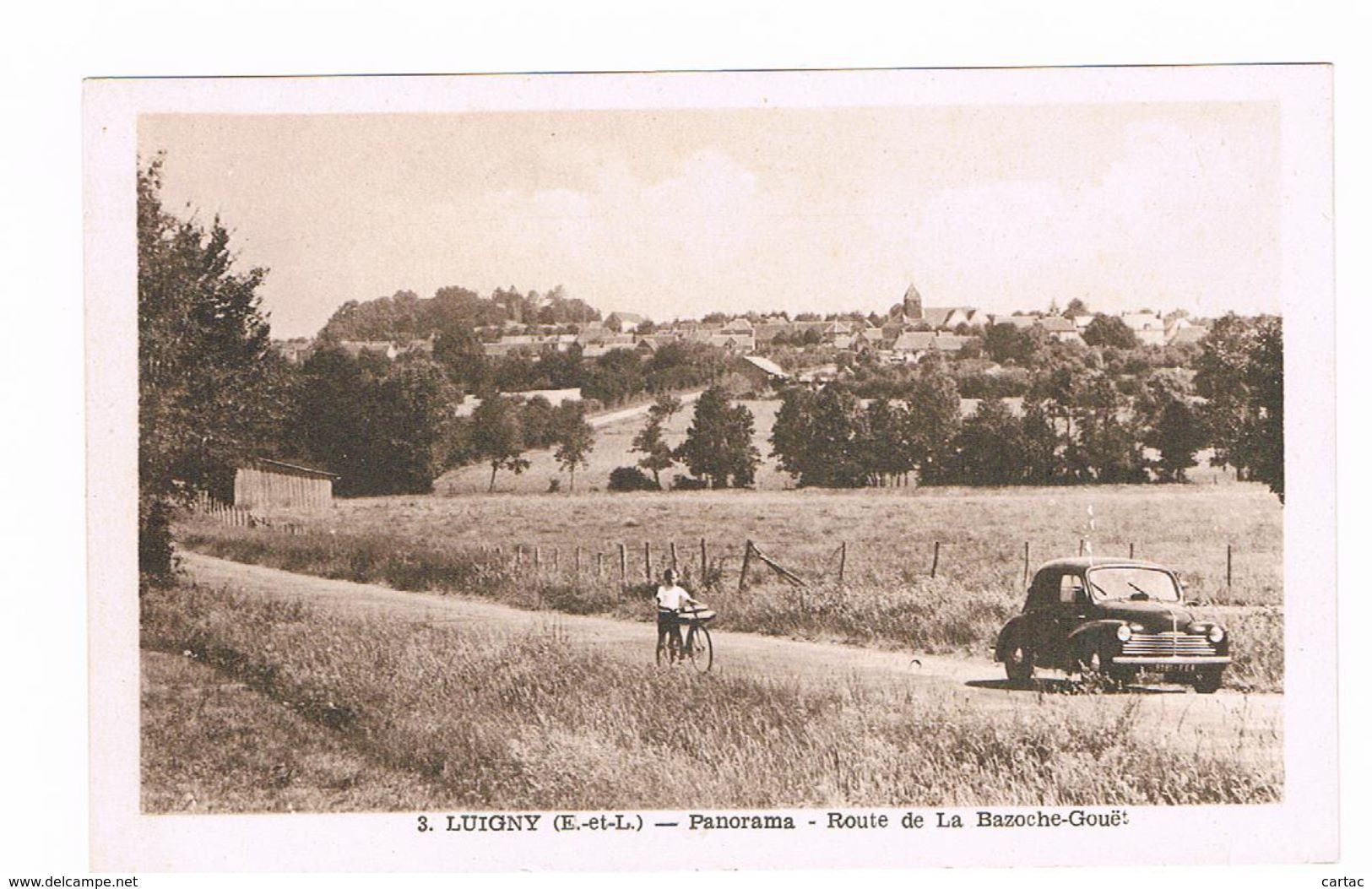 D28. LUIGNY. PANORAMA. ROUTE DE LE BAZOCHE-GOUËT. RENAULT 4CV. - Other & Unclassified