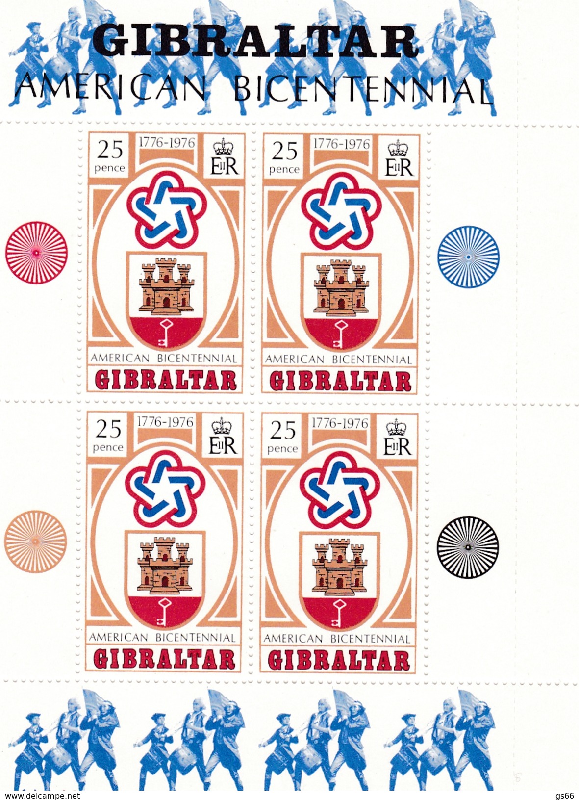 Gibraltar, 1976, 337 Block 2, 200 Jahre USA. MNH **, - Gibraltar