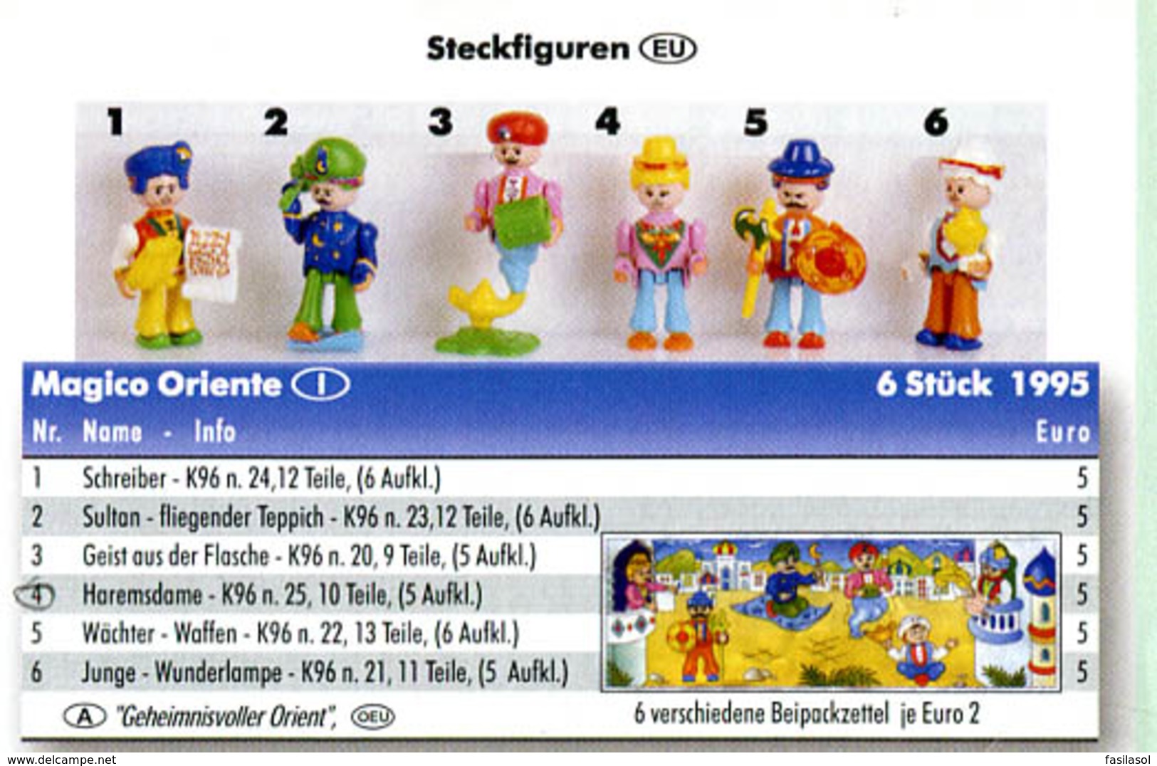 Kinder 1995 : Série La Magie Orientale Avec 1 BPZ (5 Figurines) - Lots