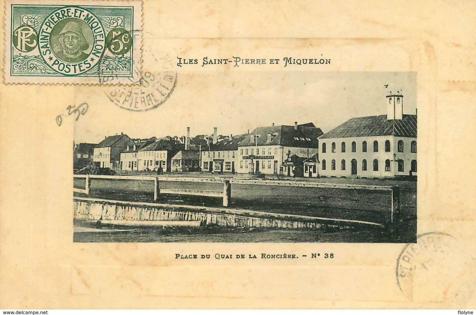 St Pierre Et Miquelon - 1909 - Place Du Quai De La Roncière - Café De L'Espérance - N°38 - Saint-Pierre-et-Miquelon