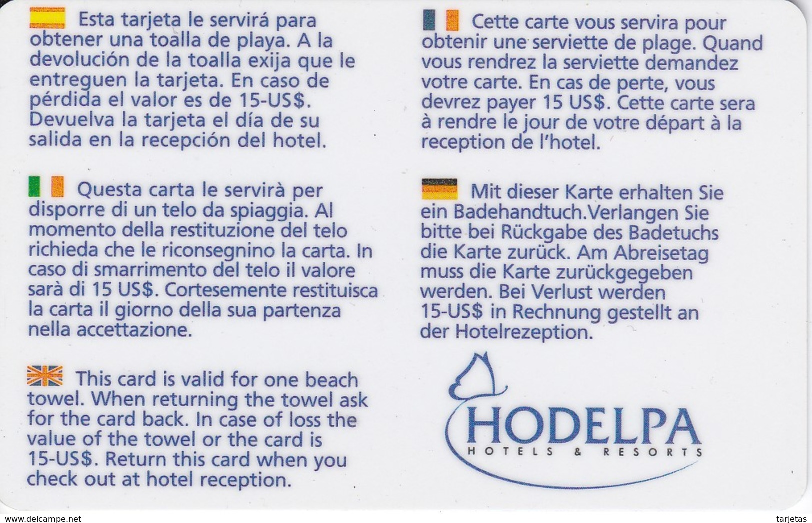 TARJETA DE HOTEL MANATI PARK CON UN DELFIN (DOLPHIN) (no Es Tarjeta Telefonica) - Dolfijnen