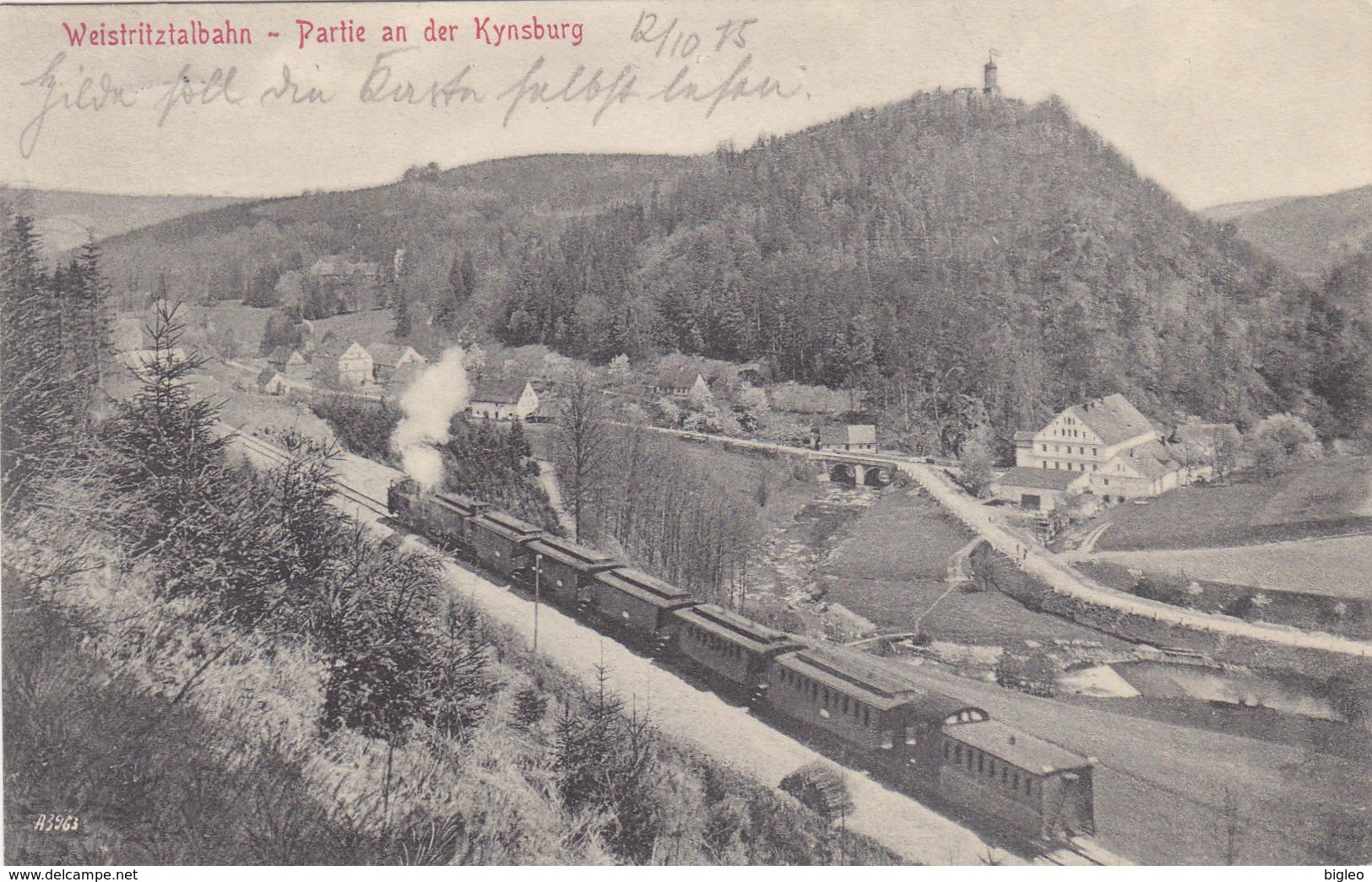 Weistritztalbahn - Partie An Der Kynsburg Mit Dampfzug - 1915    (A-45-120217) - Poland