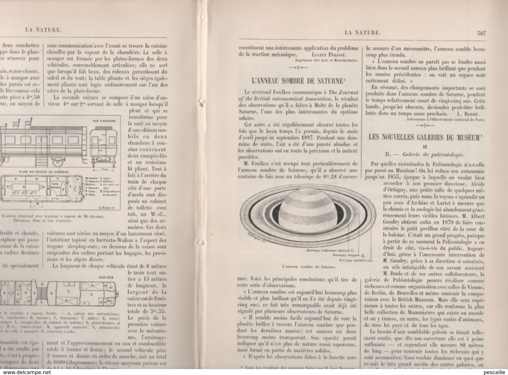 LA NATURE 16 04 1898 - ROULOTTES AUTOMOBILES - SATURNE - MUSEUM HISTOIRE NATURELLE - POUDRE FUSIL - IMPRIMERIE - CAMERA - 1850 - 1899