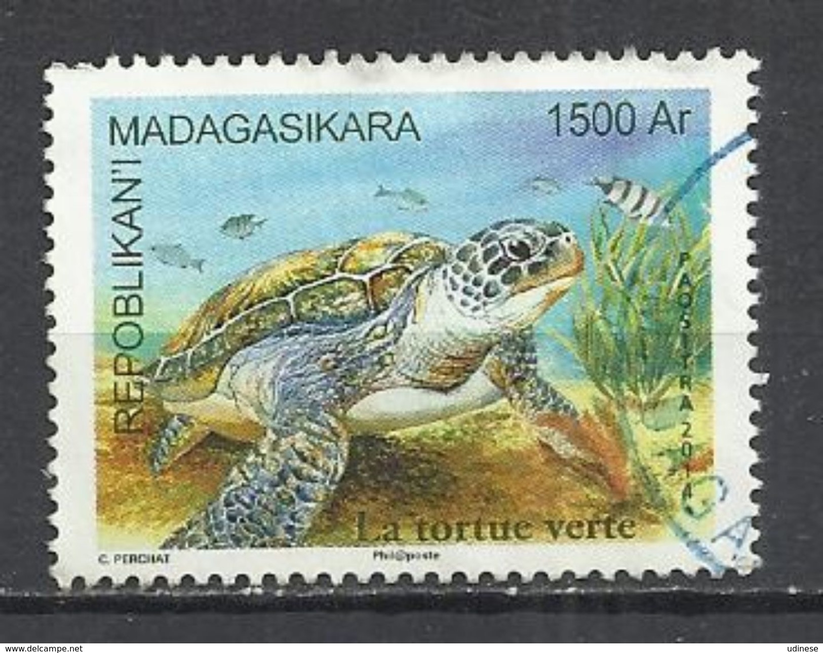 MADAGASCAR 2014 - GREEN TURTLE - OBLITERE USED GESTEMPELT USADO - Tortues