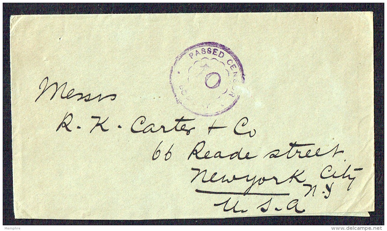 1915  Letter To USA  Bombay Censor Mark - 1911-35  George V