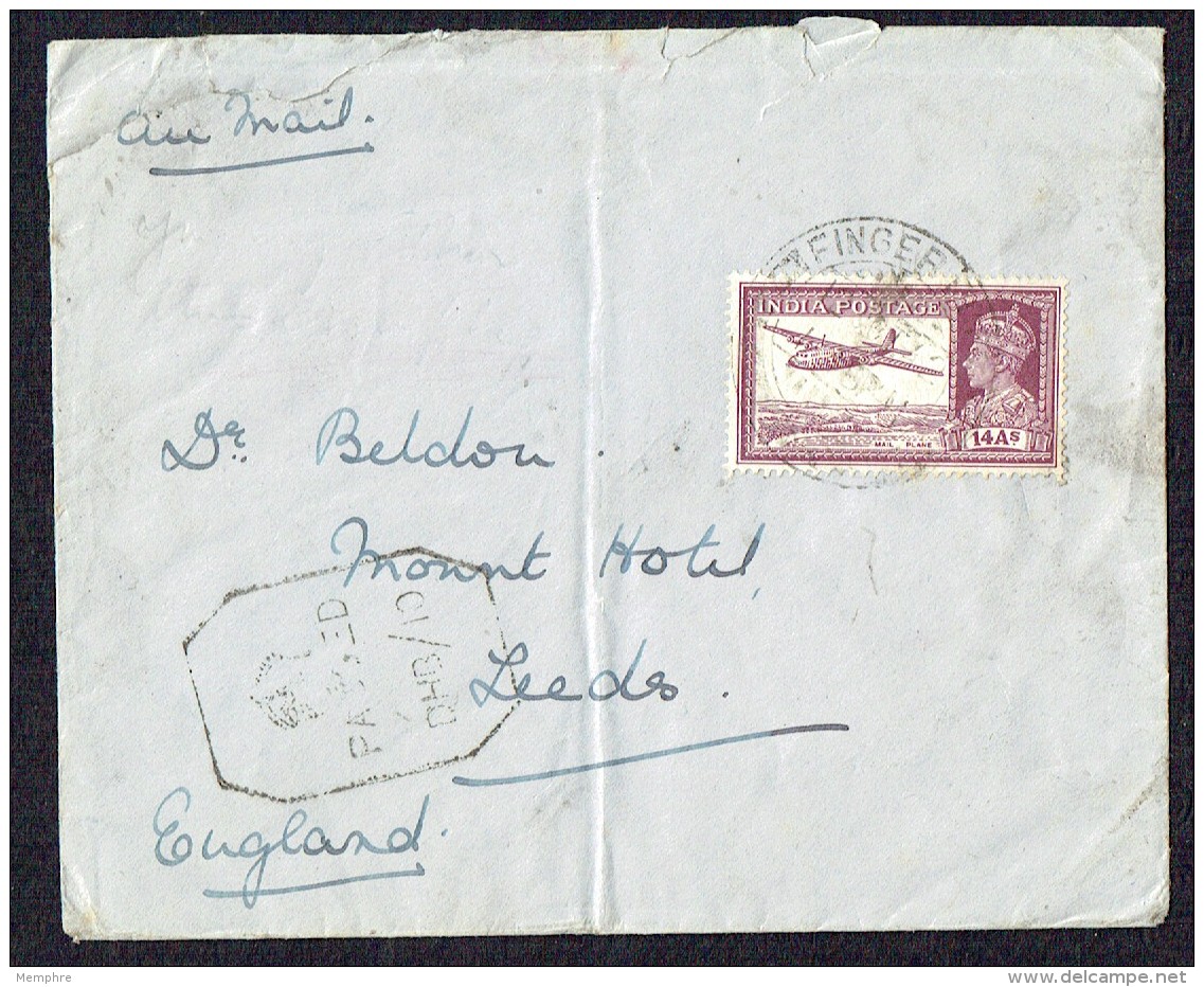 194? Air Mail Letter To England SG 277  - Indian Censor Mark - 1936-47  George VI