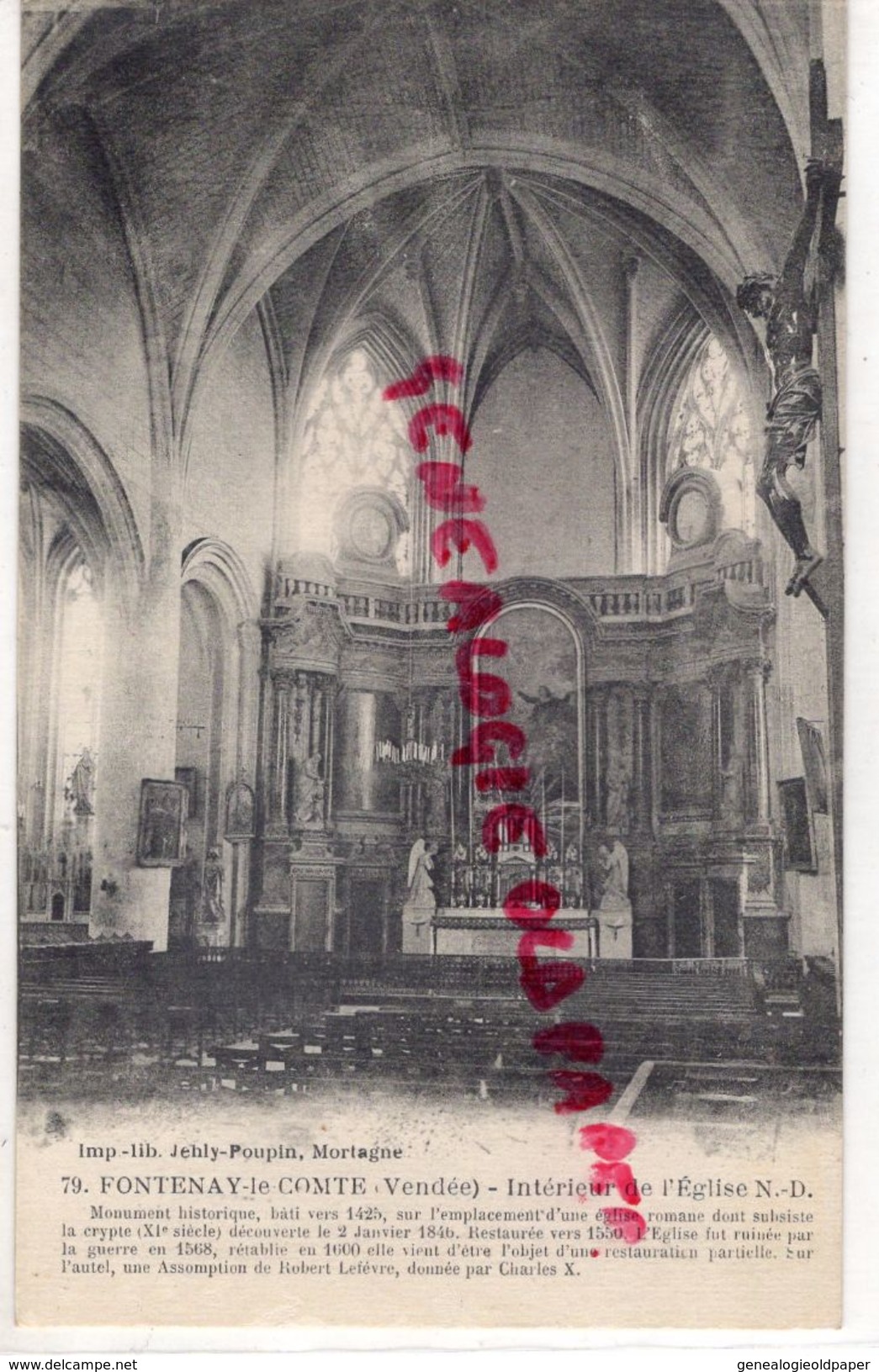 85 - FONTENAY LE COMTE- INTERIEUR DE L' EGLISE - Fontenay Le Comte