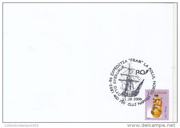 62417- FRAM SHIP, CREW, ARCTIC EXPEDITION, SPECIAL POSTCARD, 2006, ROMANIA - Expéditions Arctiques