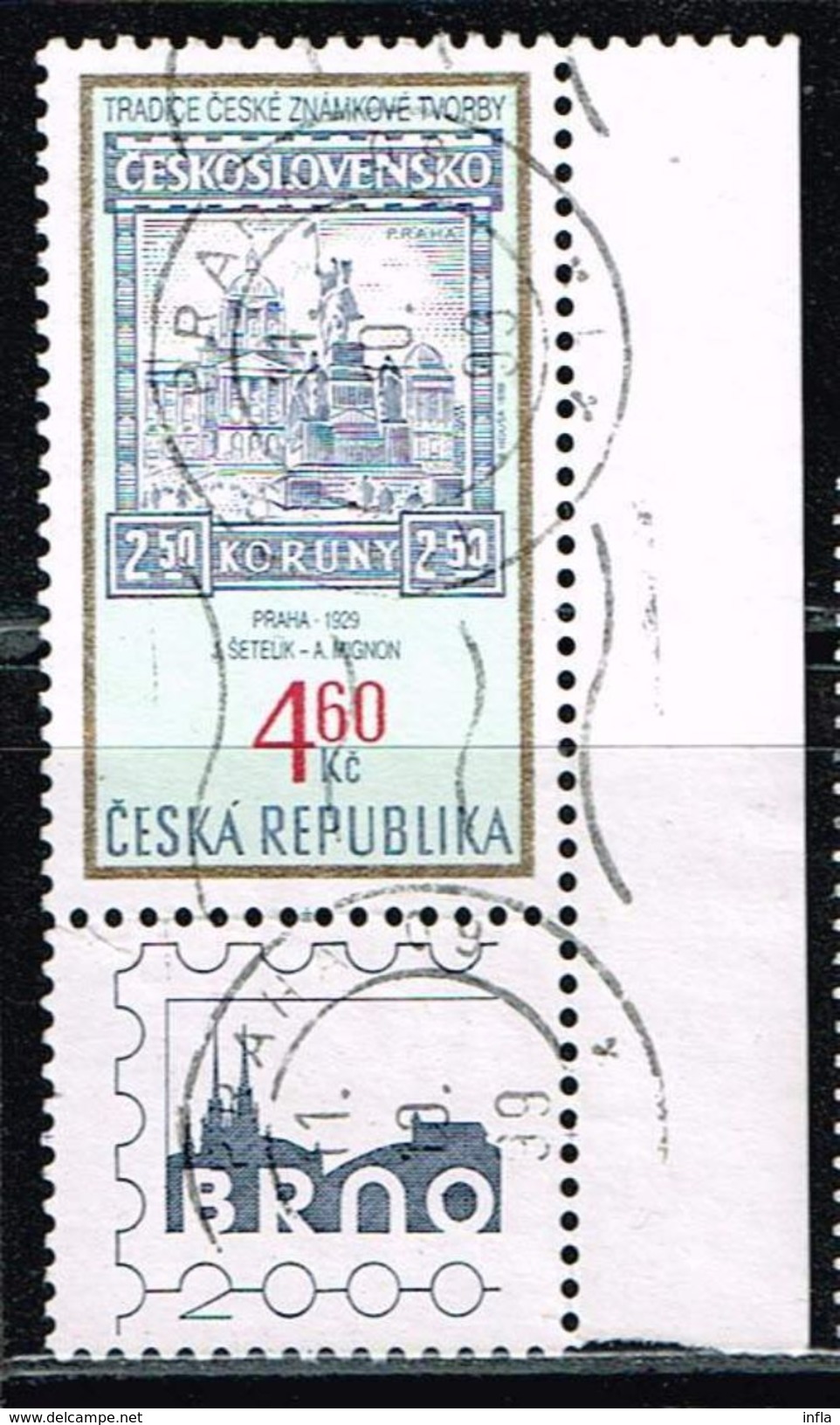 Tschechien 1999, Michel# 203 O Prague, Statue Of St. Wenceslas, Stamp From Jaroslav &Scaron;etelík - Gebraucht