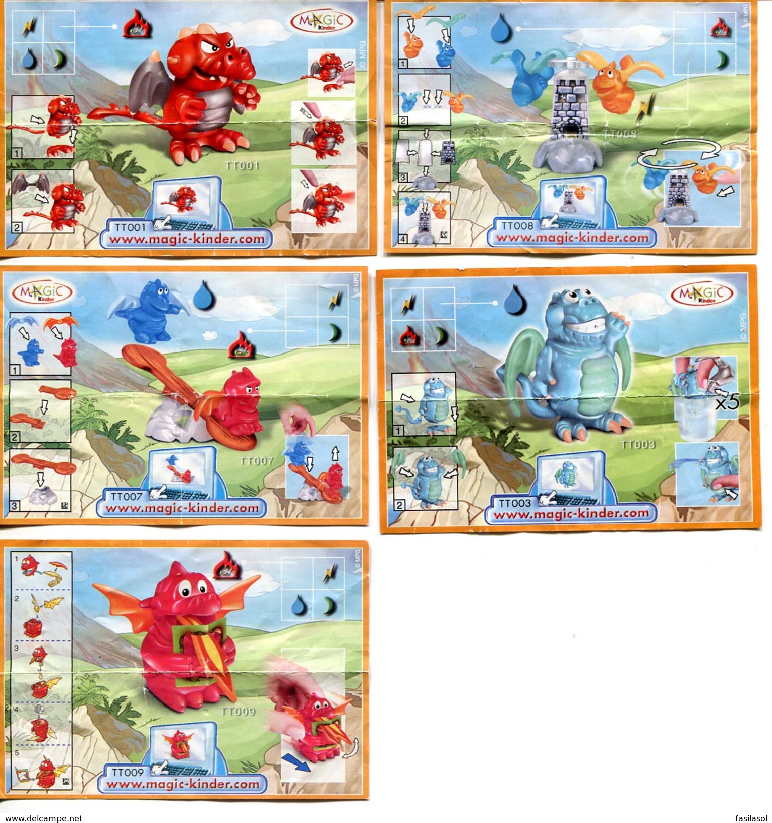 Kinder 2008 : Série Complète Les Dragons Avec 5 BPZ (10 Figurines) - Komplettsets