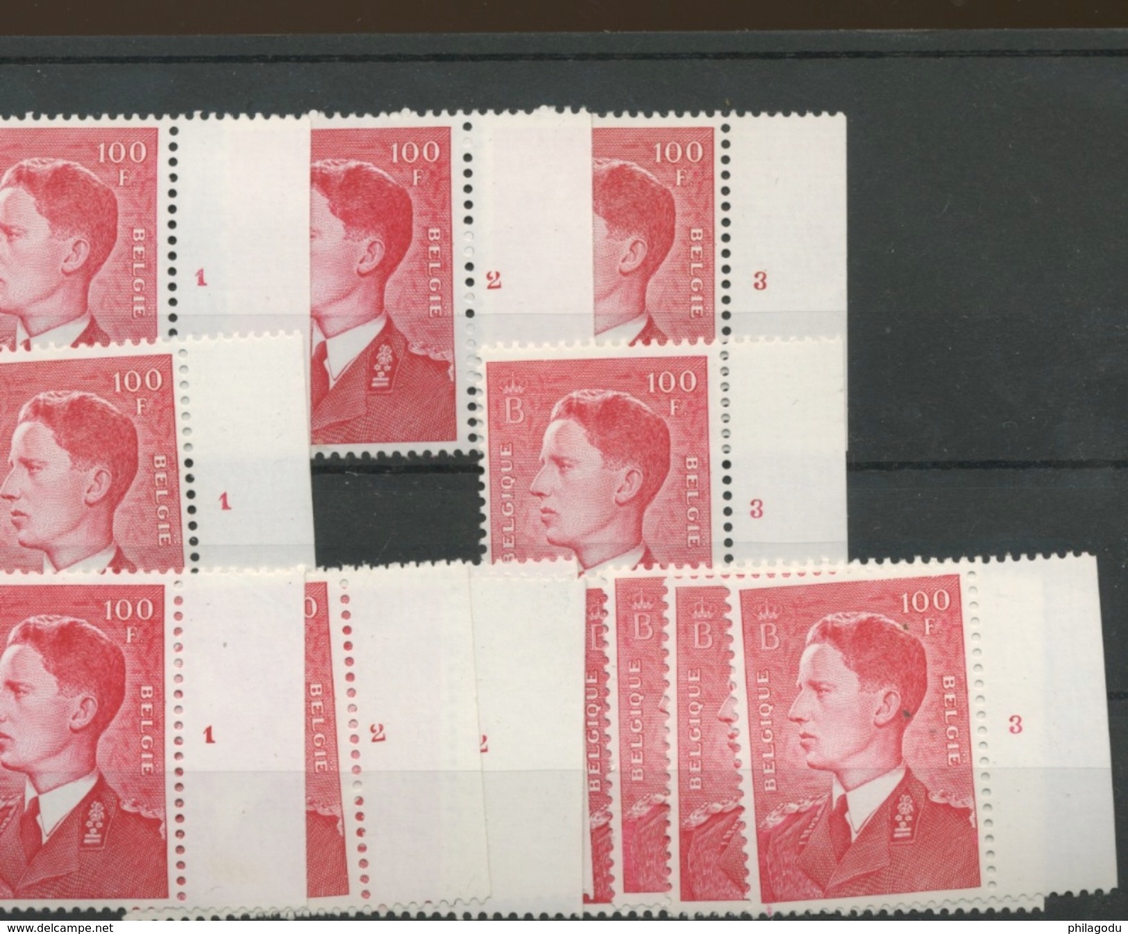 100F POLYVALENT  Roi Baudouin De Belgique 1075 **   13 Tp Avec Numéros De Planches  Sans Charnière - 1953-1972 Glasses