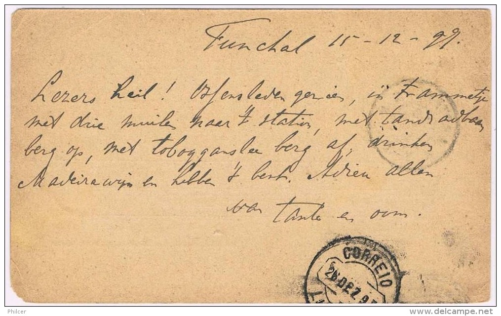 Funchal, 1897, Bilhete Postal Funchal-Amesterdam - Funchal