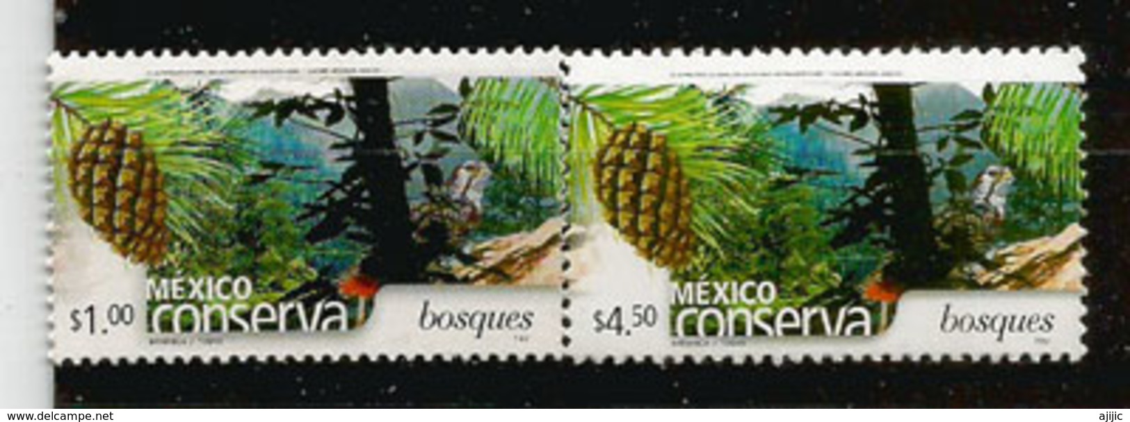 Protection De La Faune Sauvage Des Forêts, 2 Timbres Neufs **, Différentes Faciales (Mexico Conserva) - Mexique