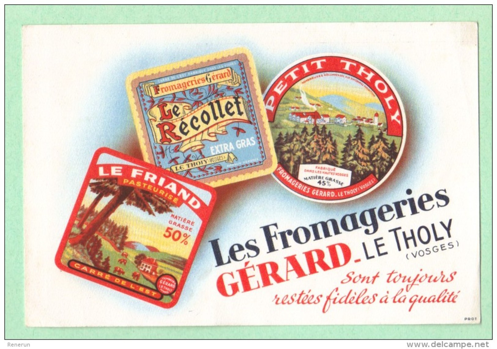 Buvard Fromagerie GERARD Tholy Recollet Le Friand Fromage, Buvards - Dairy