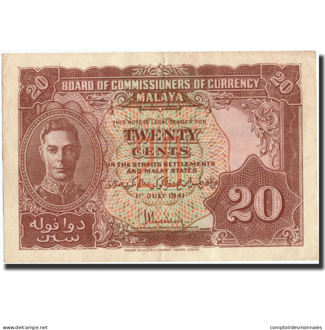 Billet, MALAYA, 20 Cents, 1941, 1941-07-01, KM:9b, SUP - Malaysia