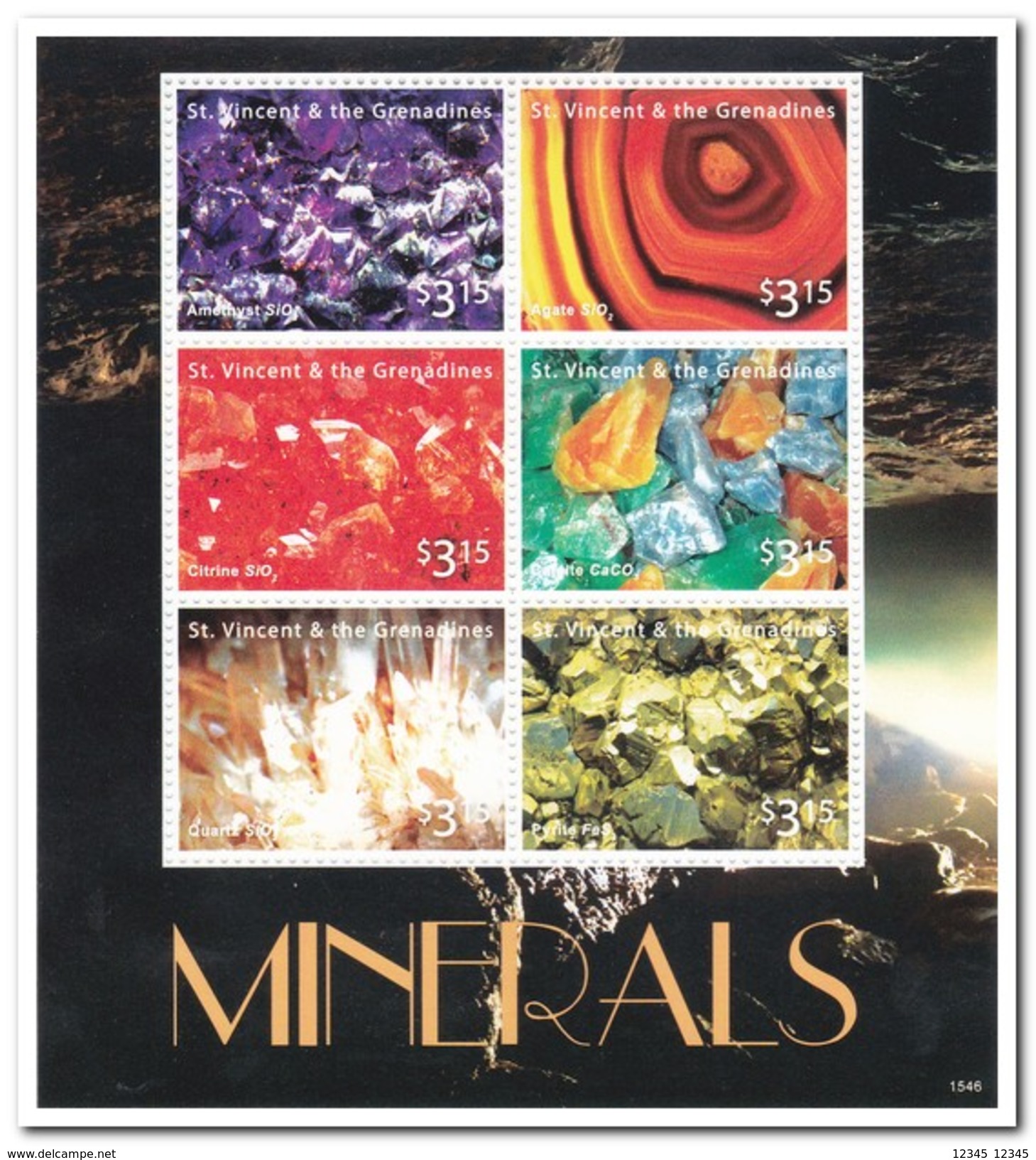 St. Vincent En De Grenadines 2015, Postfris MNH, Minerals - St.-Vincent En De Grenadines