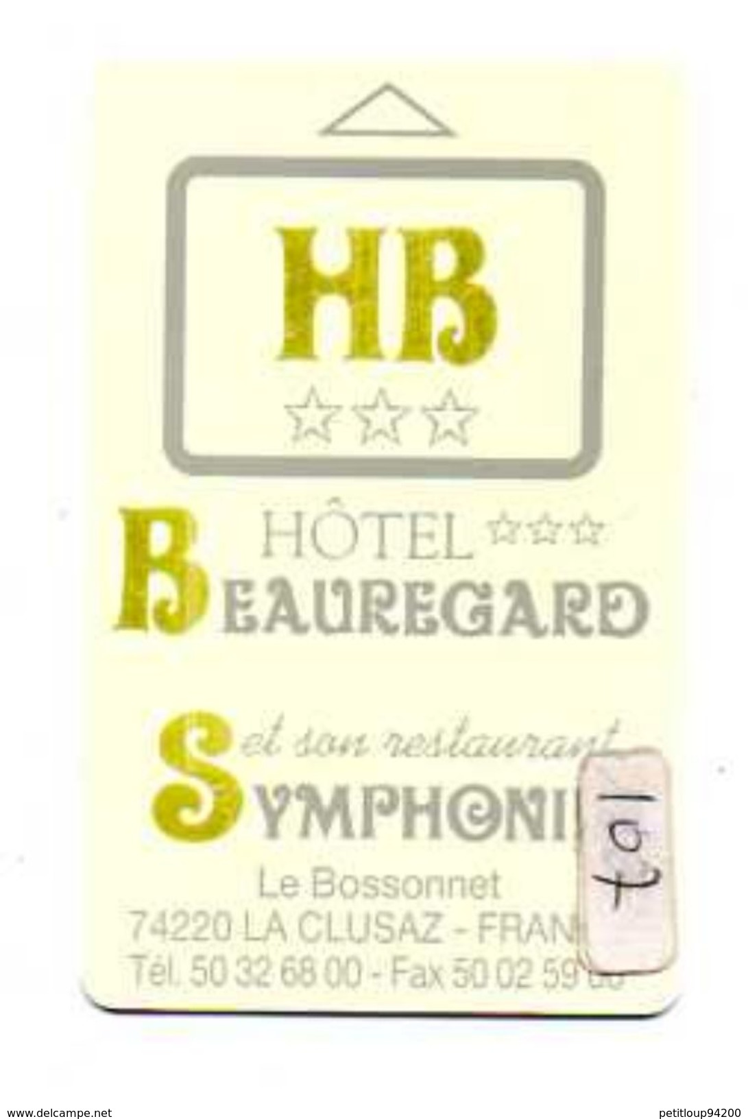 CLE D'HOTEL HOTEL BEAUREGARD Le Bossonnet  LA CLUSAZ - Hotel Key Cards