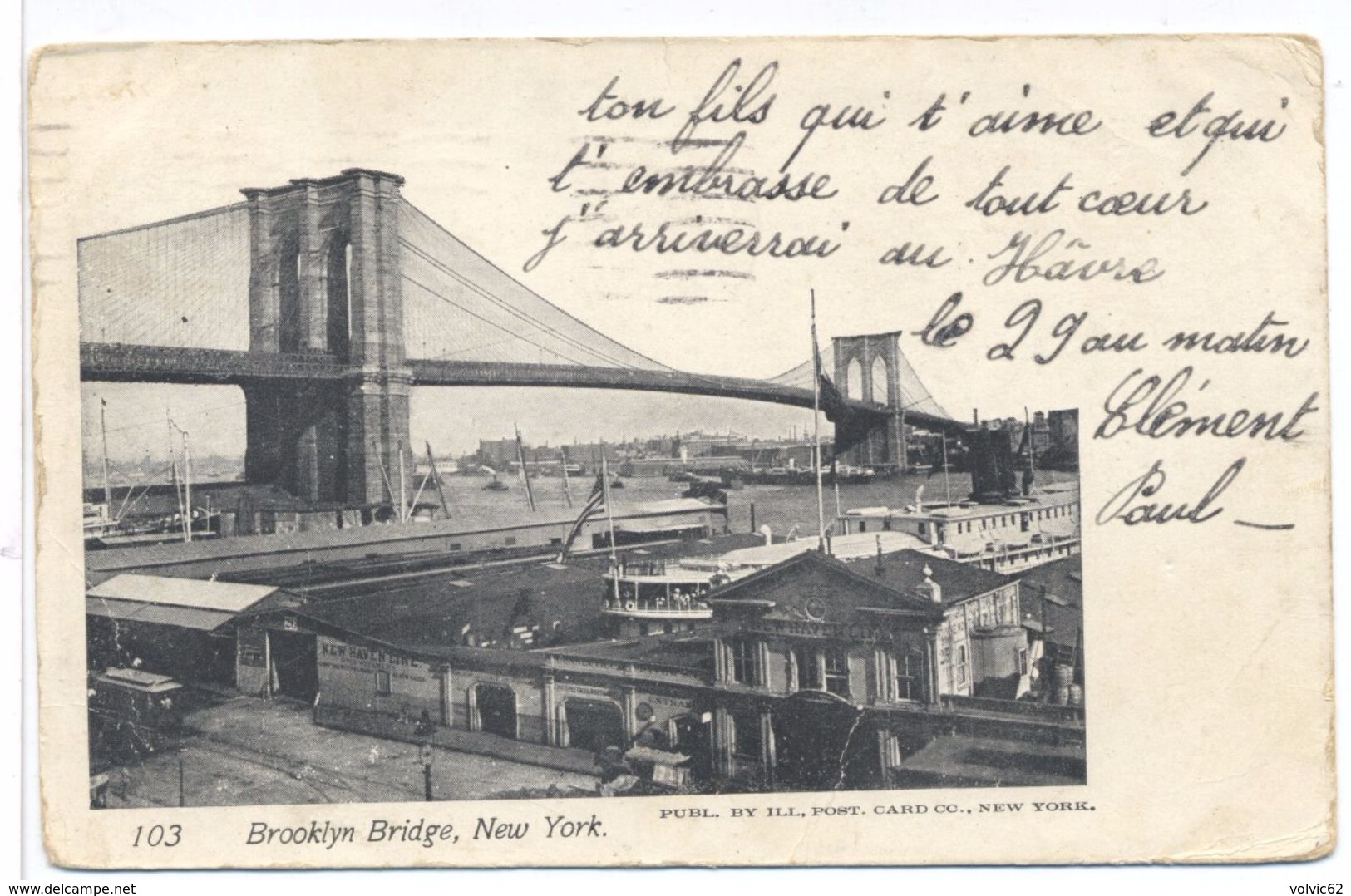 CPA Brooklyn Bridge New York 1904 Clément Boulanger à Blain - Brooklyn