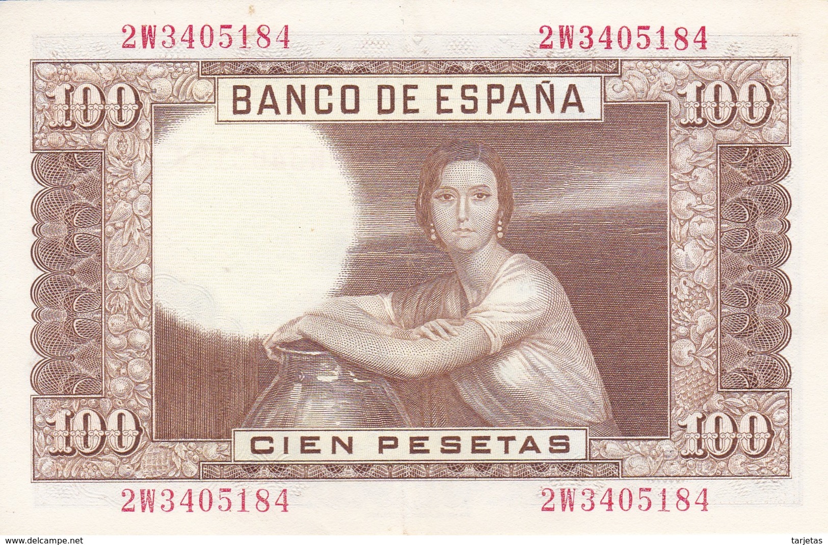 BILLETE DE ESPAÑA DE 100 PTAS DEL 7/04/1953 SERIE 2W CALIDAD EBC (XF) (BANKNOTE) - 100 Pesetas