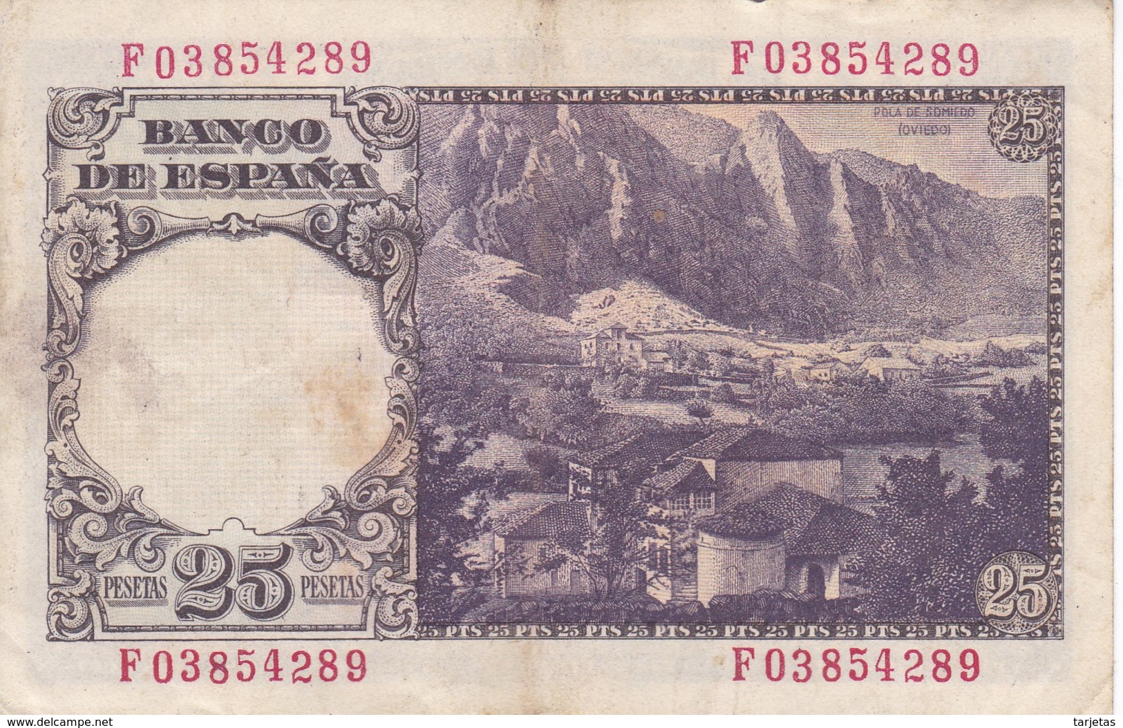 BILLETE DE ESPAÑA DE 25 PTAS DEL 19/02/1946 SERIE F  CALIDAD MBC (VF) (BANKNOTE) - 25 Pesetas