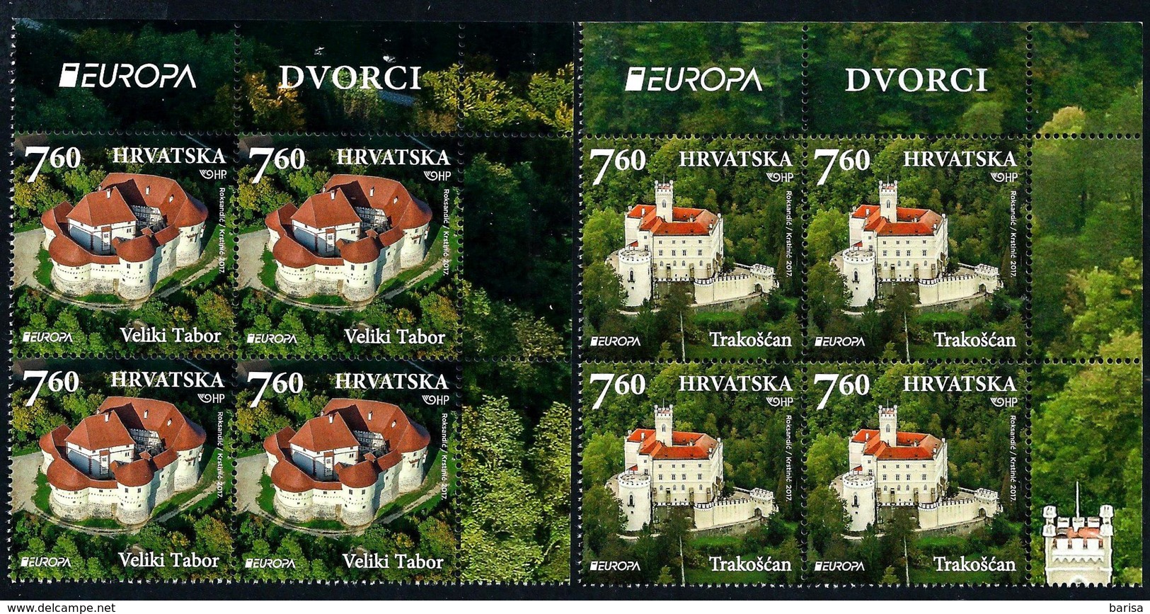 Croatia 2017: Europa - Castles; Blocks Of 4 ** MNH (Incl. Official Prospectus By Croatian PTT) - 2017