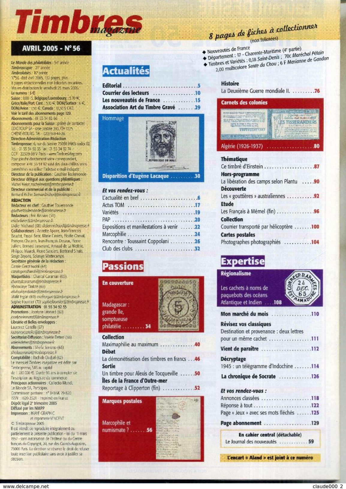 TIMBRES MAGAZINE ANNEE COMPLETE 2005 Soit 11 Numéros - Français (àpd. 1941)