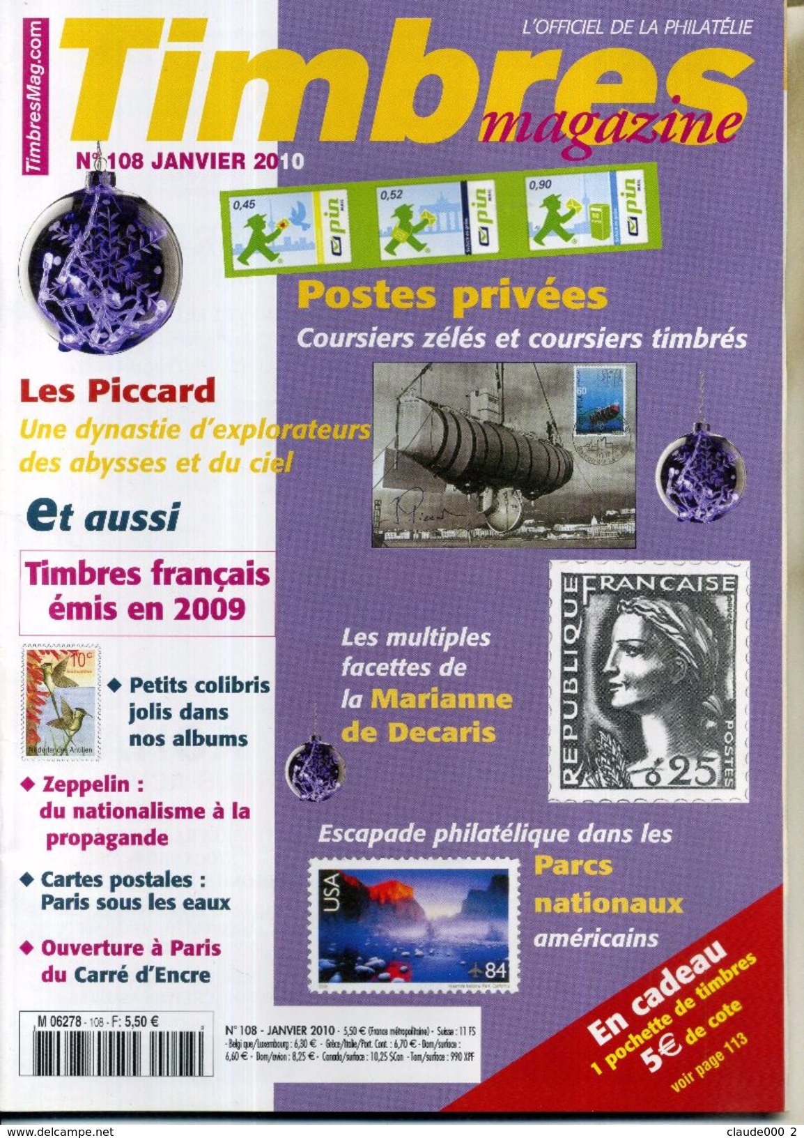 TIMBRES MAGAZINE ANNEE COMPLETE 2010 Soit 11 Numéros - Français (àpd. 1941)