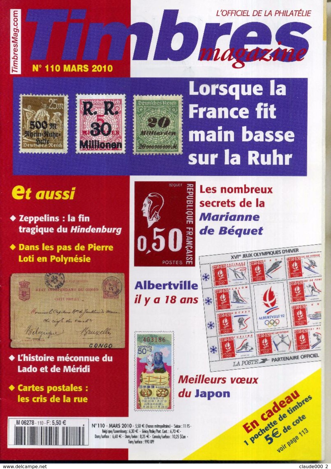 TIMBRES MAGAZINE ANNEE COMPLETE 2010 Soit 11 Numéros - Français (àpd. 1941)