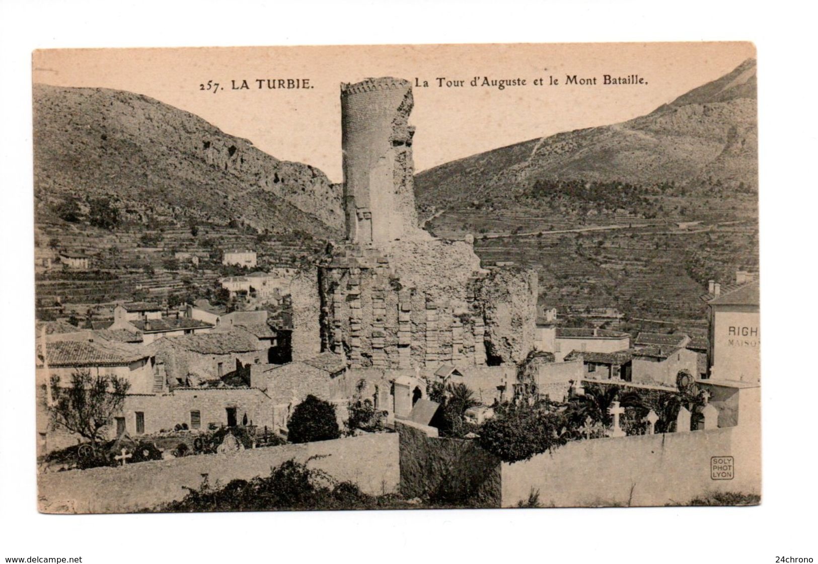 La Turbie: La Tour D'Auguste Et Le Mont Bataille, Cimetiere (17-1173) - La Turbie