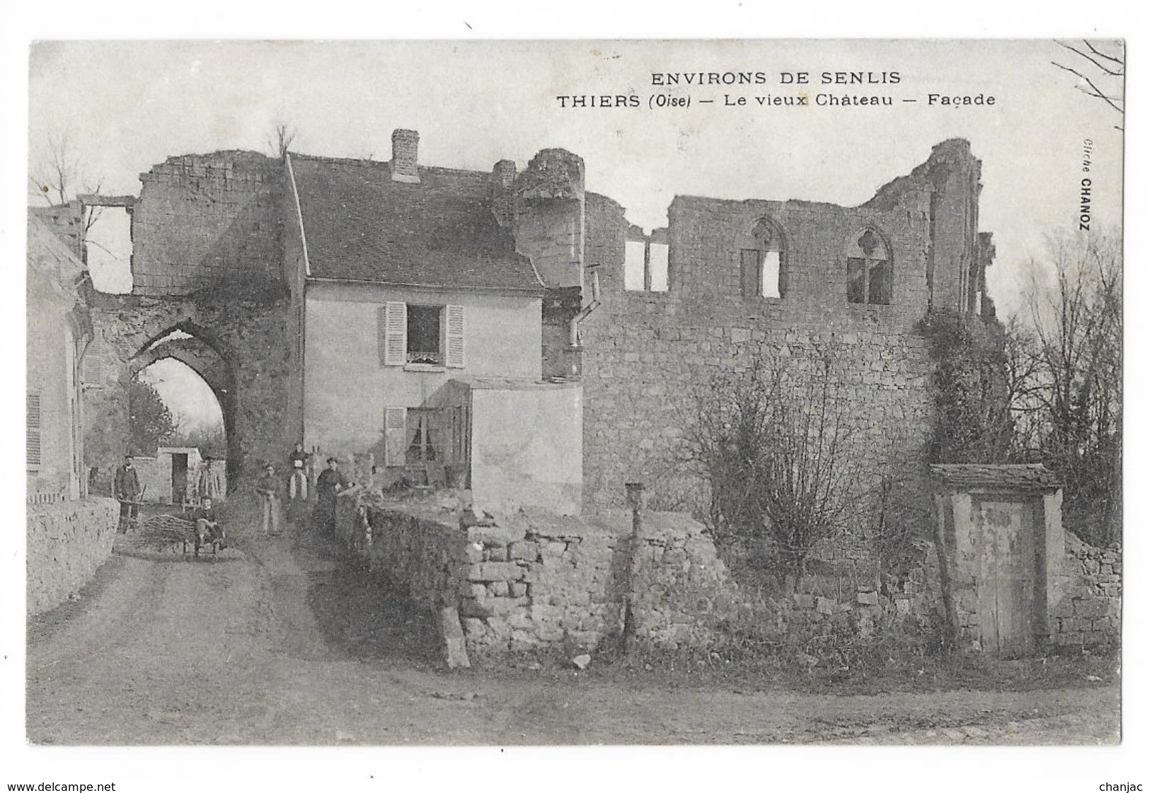 Cpa: 60 THIERS SUR THEVE  (ar. Senlis) Le Vieux Château, Façade (animée) 1908 - Autres & Non Classés