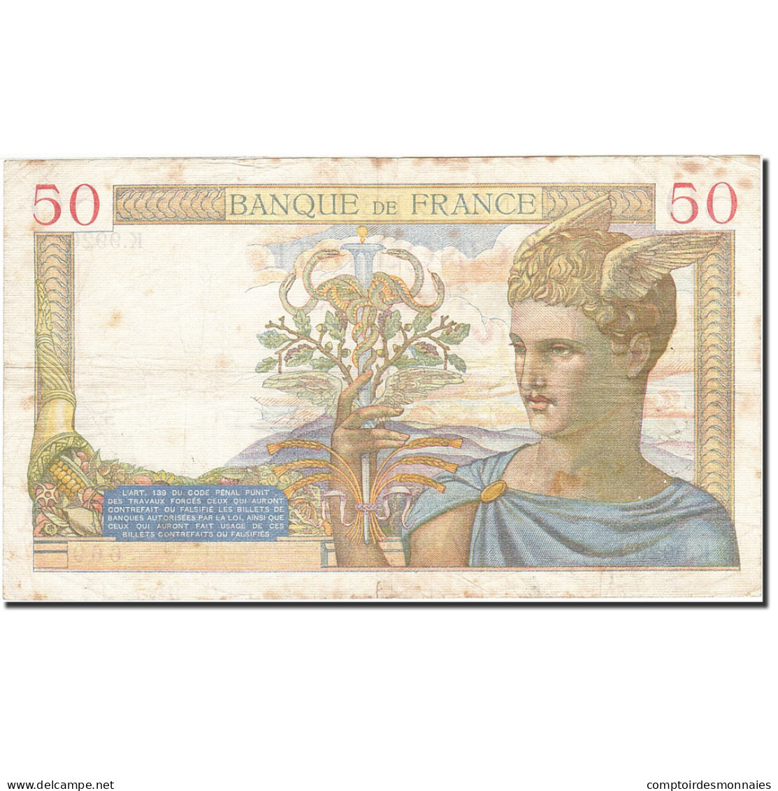 Billet, France, 50 Francs, 1933, 1939-03-09, TB, Fayette:18.23, KM:85b - 50 F 1934-1940 ''Cérès''