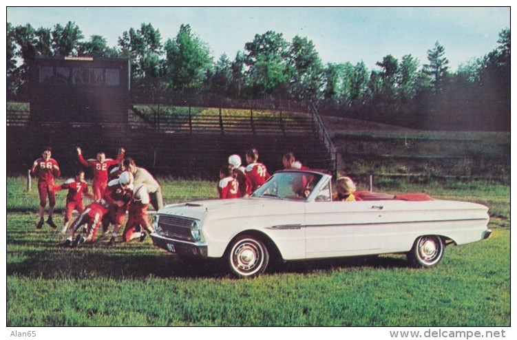 1963 Ford Falcon Advertisement Image Football Theme, C1960s Vintage Postcard - Passenger Cars