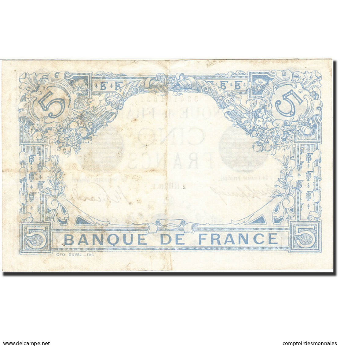 Billet, France, 5 Francs, 1909-1912, 1916-10-14, TTB, Fayette:2.44, KM:70 - 5 F 1912-1917 ''Bleu''