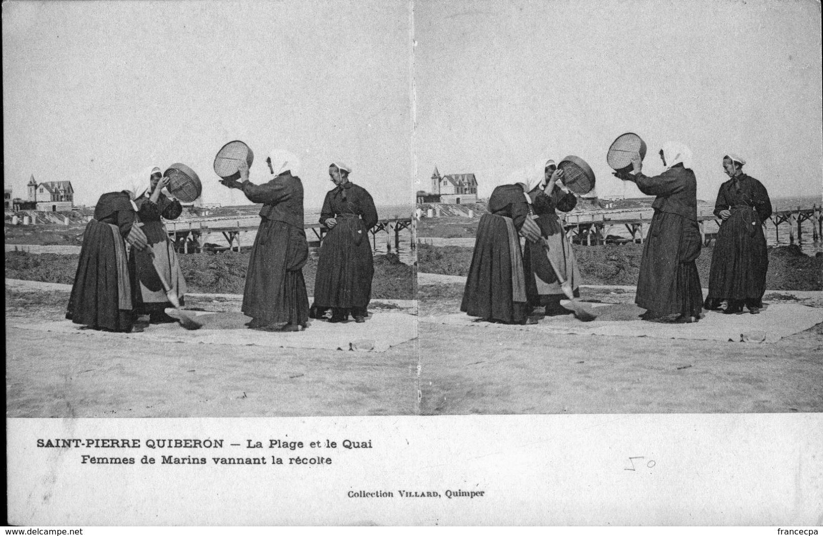 0356 STEREO - MORBIHAN - SAINT PIERRE QUIBERON - Femmes De Marins Vannant La Récolte - Quiberon