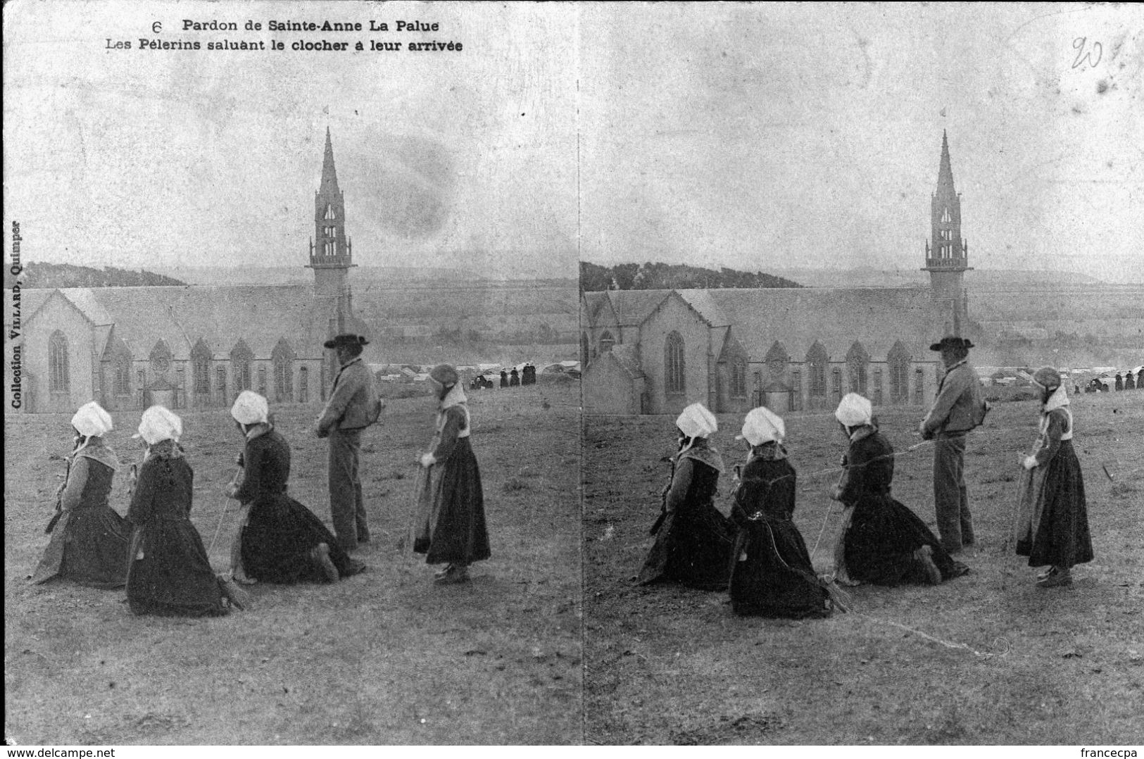 0359 STEREO - FINISTERE - SAINTE ANNE LA PALUE - Pardon - Les Pèlerins Saluant Le Clocher - Autres & Non Classés