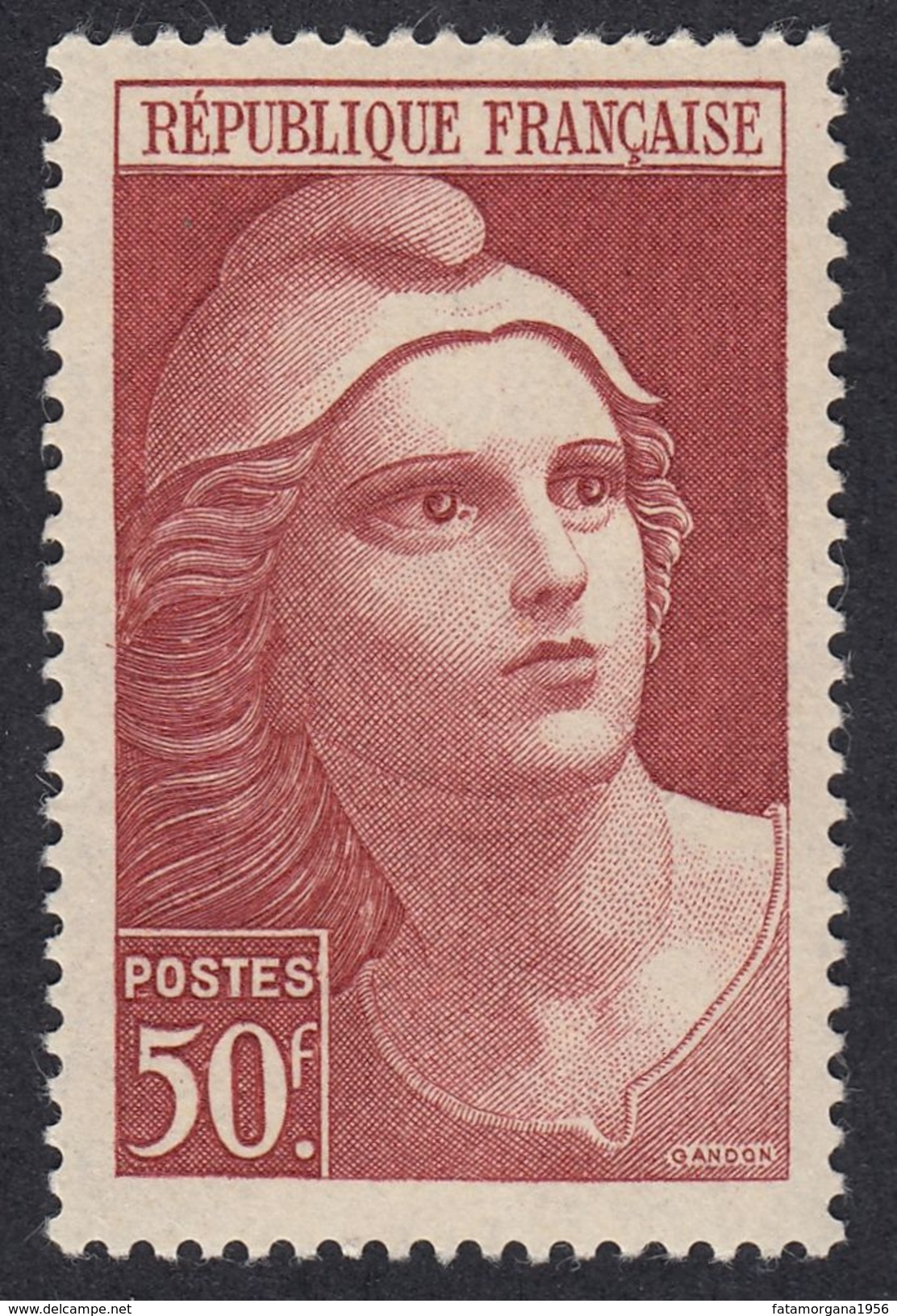 FRANCE Francia Frankreich - 1945 - Yvert 732 Nuovo, Marianna Di Gandon, 50 F, Bruno/rosso. - Ungebraucht